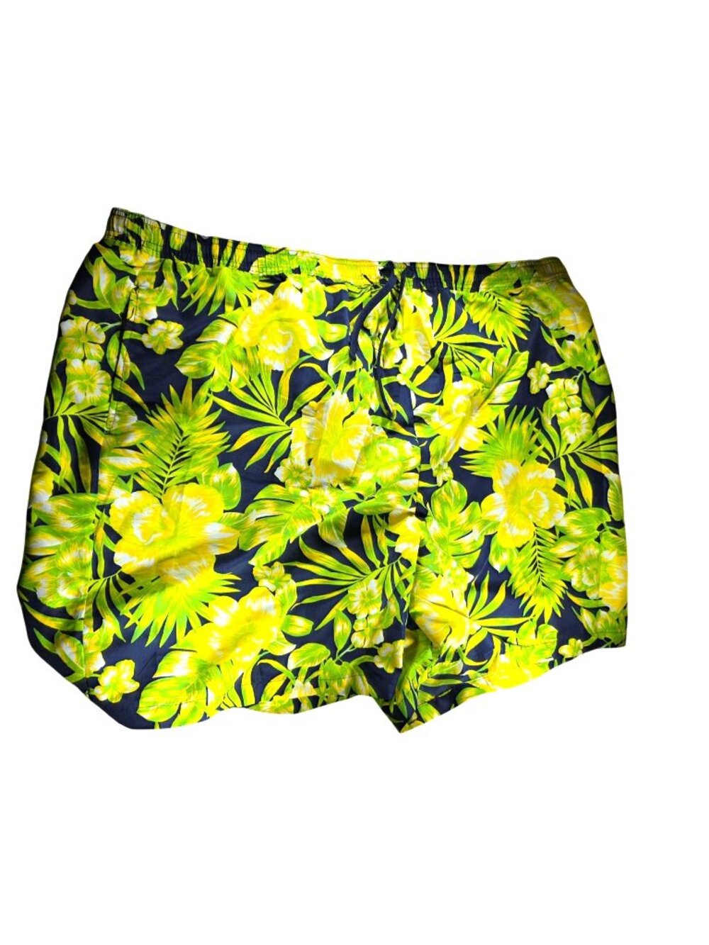 KingSize Swimsuit Mens 4XL Big Hawaiian Print Swim Trunks Yellow Green Floral